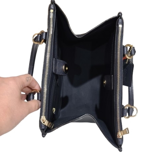 Coach Crosby Carryall Midnight Navy Crossgrain Leather Tote - Picture 8 of 16